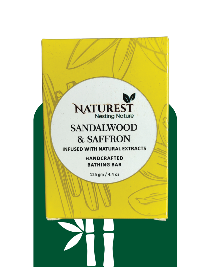 Sandalwood & Saffron Bathing Bar by Naturest – Brightening Ayurvedic Soap | Handmade & Herbal