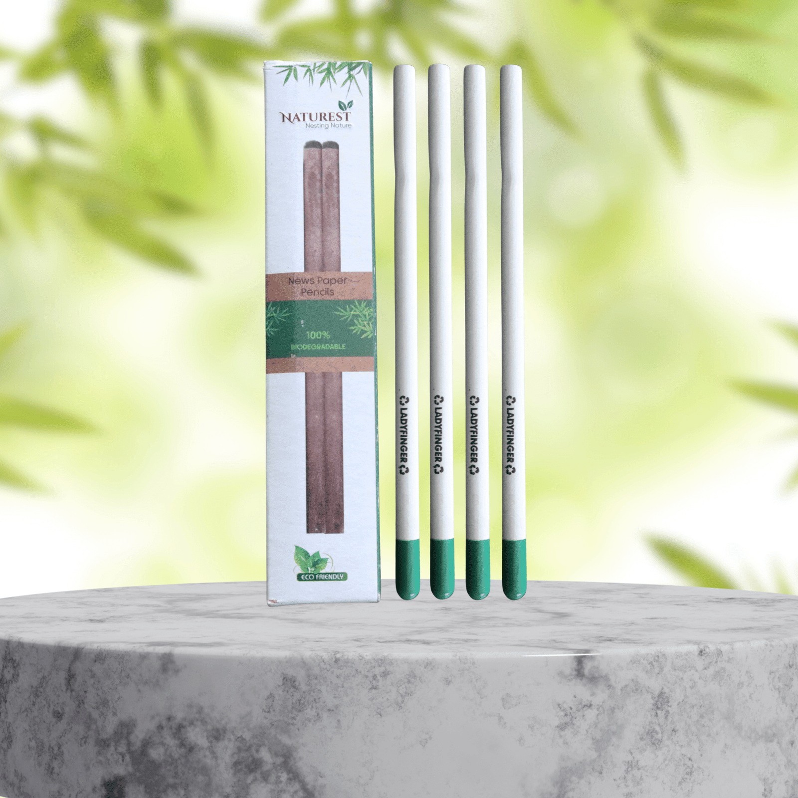 Naturest Recycled Newspaper Pencils (LADFINGER) | 100% Biodegradable & Tree-Free