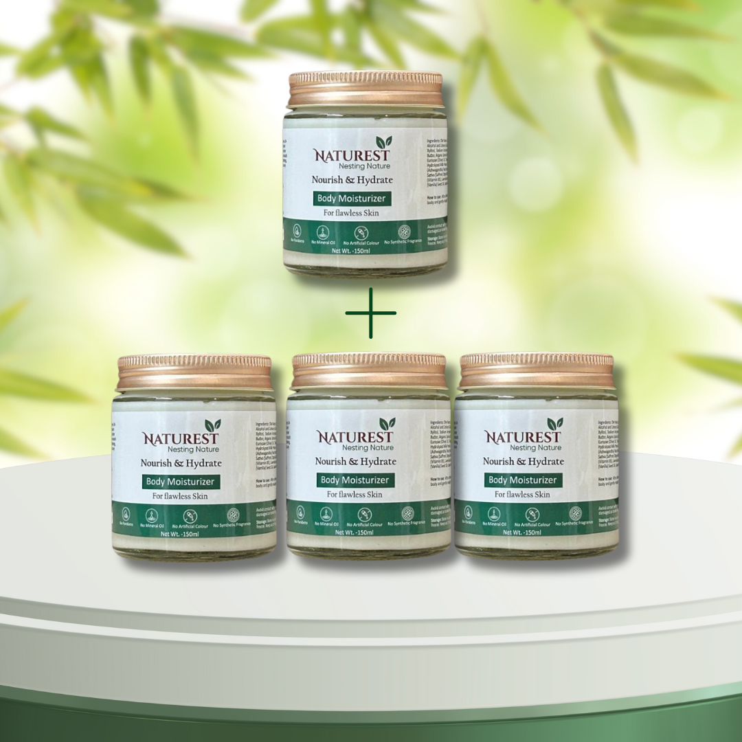 Naturest Nourish & Hydrate Body Moisturizer (150ml) | 24H Clean & Flawless Skin Care | Buy 3 get 1 Extra